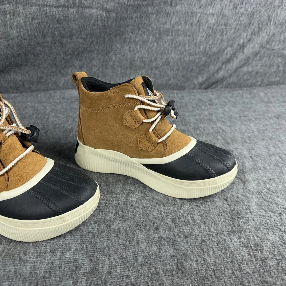 Sorel Boots kids youth Size 4 Brown Black Waterproof Suede Ankle Duck Rain Boot
